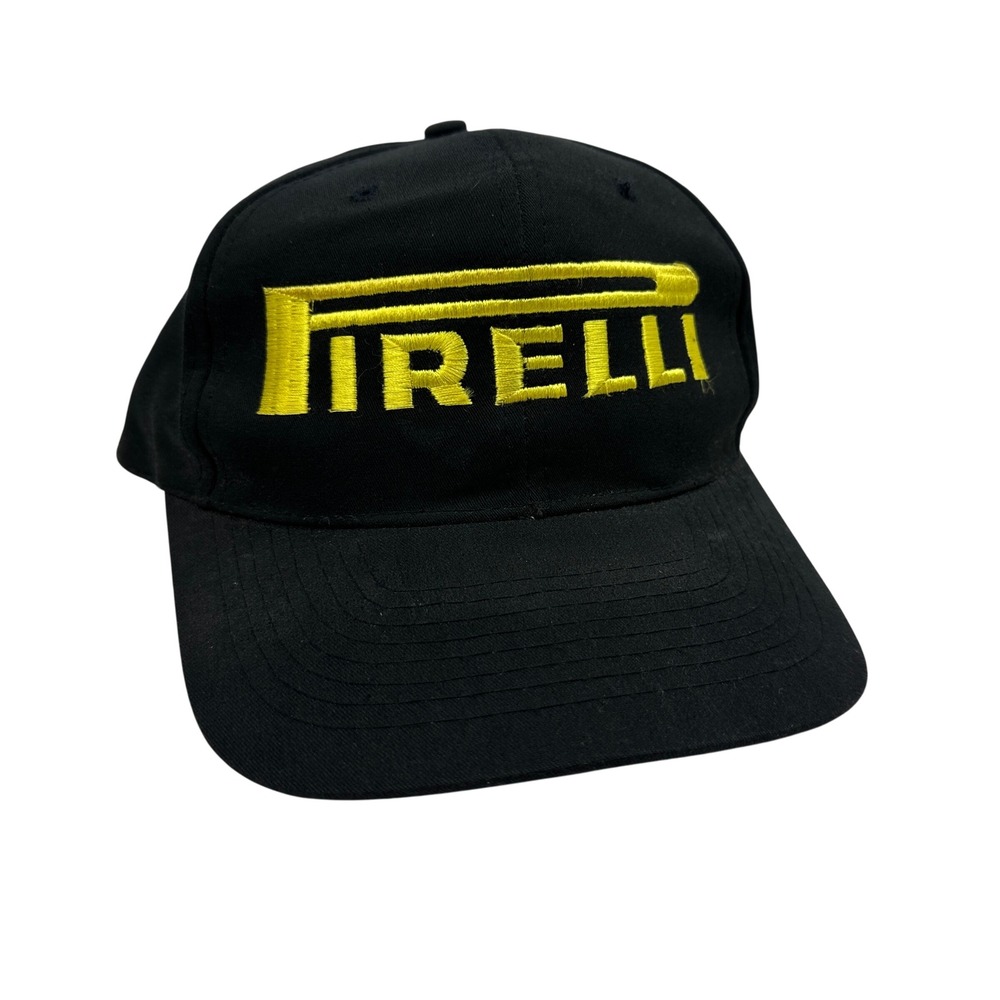 Vintage Pirelli Racing Hat Black Yellow Embroidered Snapback F1 Formula 1 Cap
